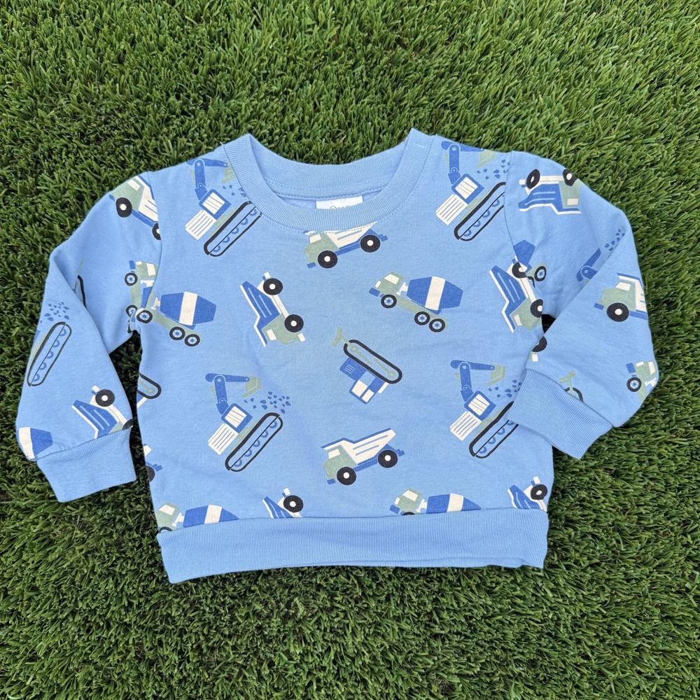 Koala Kids Blue Construction Vehicle Fleece Sweatshirt Toddler Boy 18M‎ Pullover
